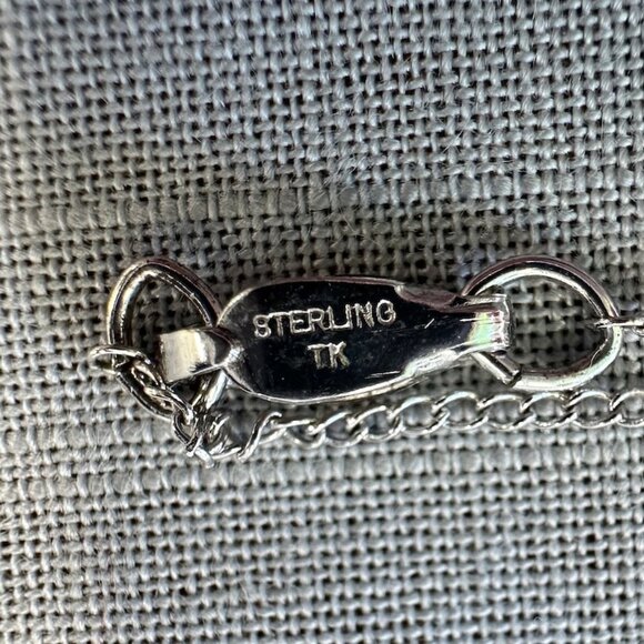 Vintage Faux Sapphire Star Pendant Sterling Silver Necklace - Picture 13 of 16